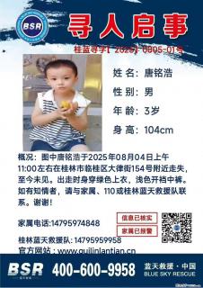 【寻人启事】图中唐铭浩于2025年08月04日上午11:00左右在桂林市临桂区大律街154号附近走失 - 乌海28生活网 wuhai.28life.net
